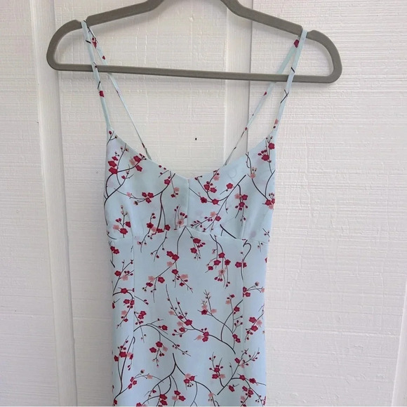 Vintage Express Cherry Blossom Slip Dress – Baby Blue Crossback Cottagecore Sz M - Picture 3 of 8